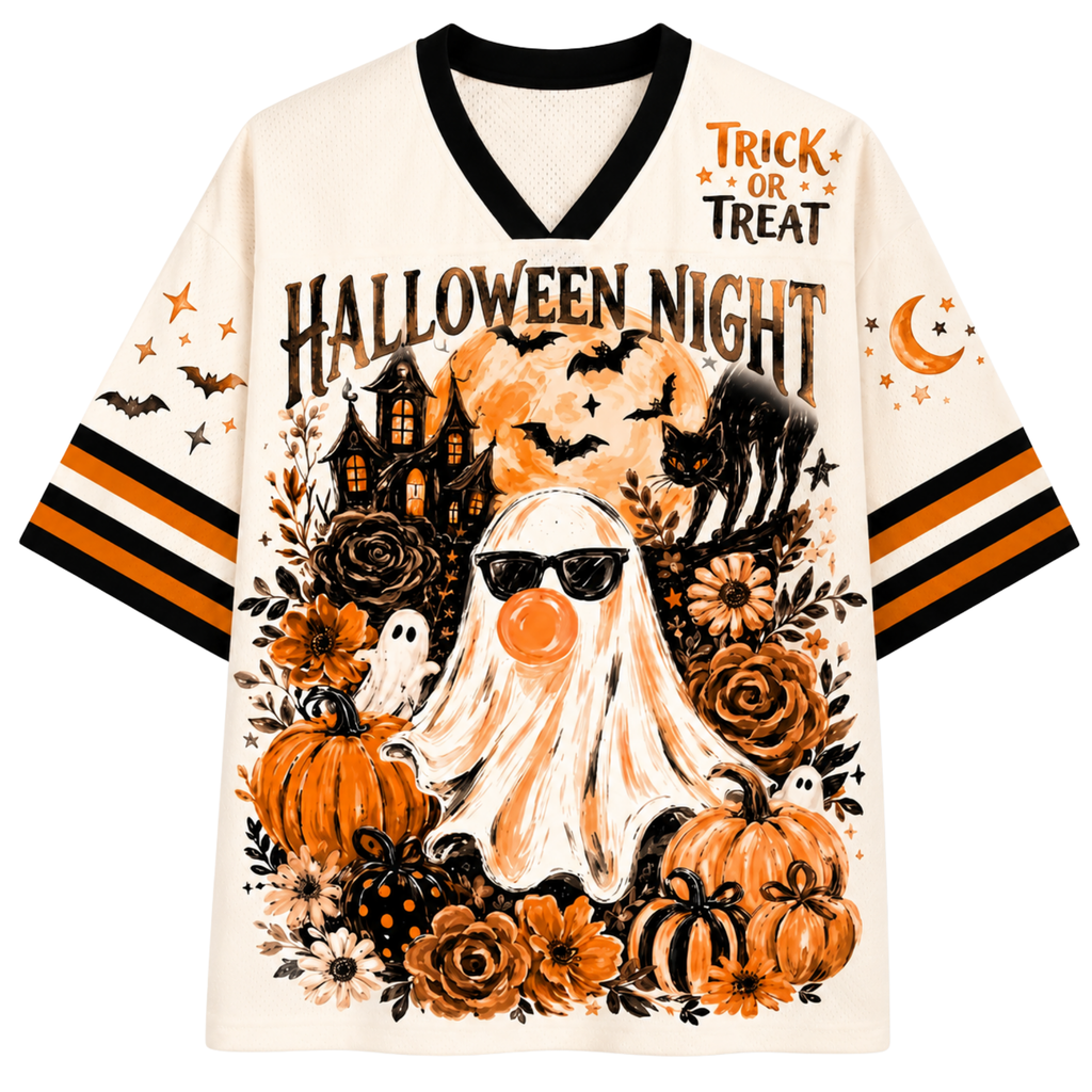 Chaotic Club Ghost Blowing Bubble Gum Brushstroke Halloween Mesh Jersey