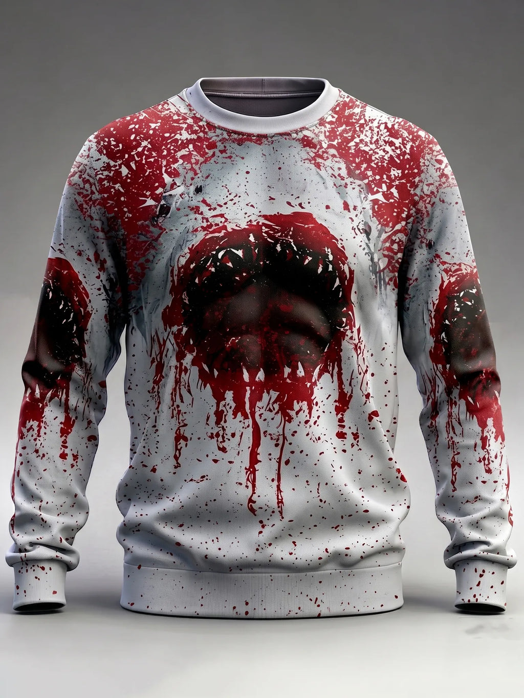 Men's Halloween Bloodstain Print Crew Neck Long Sleeve Sweatshirt
