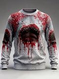 Men's Halloween Bloodstain Print Crew Neck Long Sleeve Sweatshirt