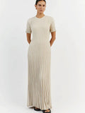 Casual Striped Crew Neck Knit Maxi Dress