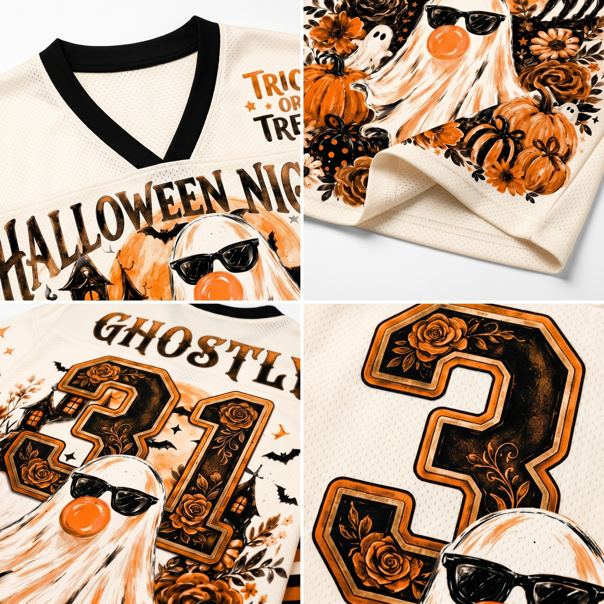 Chaotic Club Ghost Blowing Bubble Gum Brushstroke Halloween Mesh Jersey