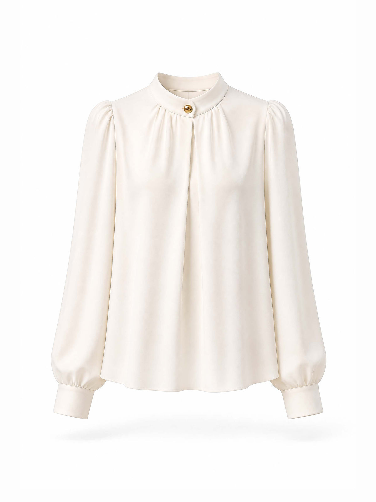 Vintage Stand Collar Puff Sleeve Top