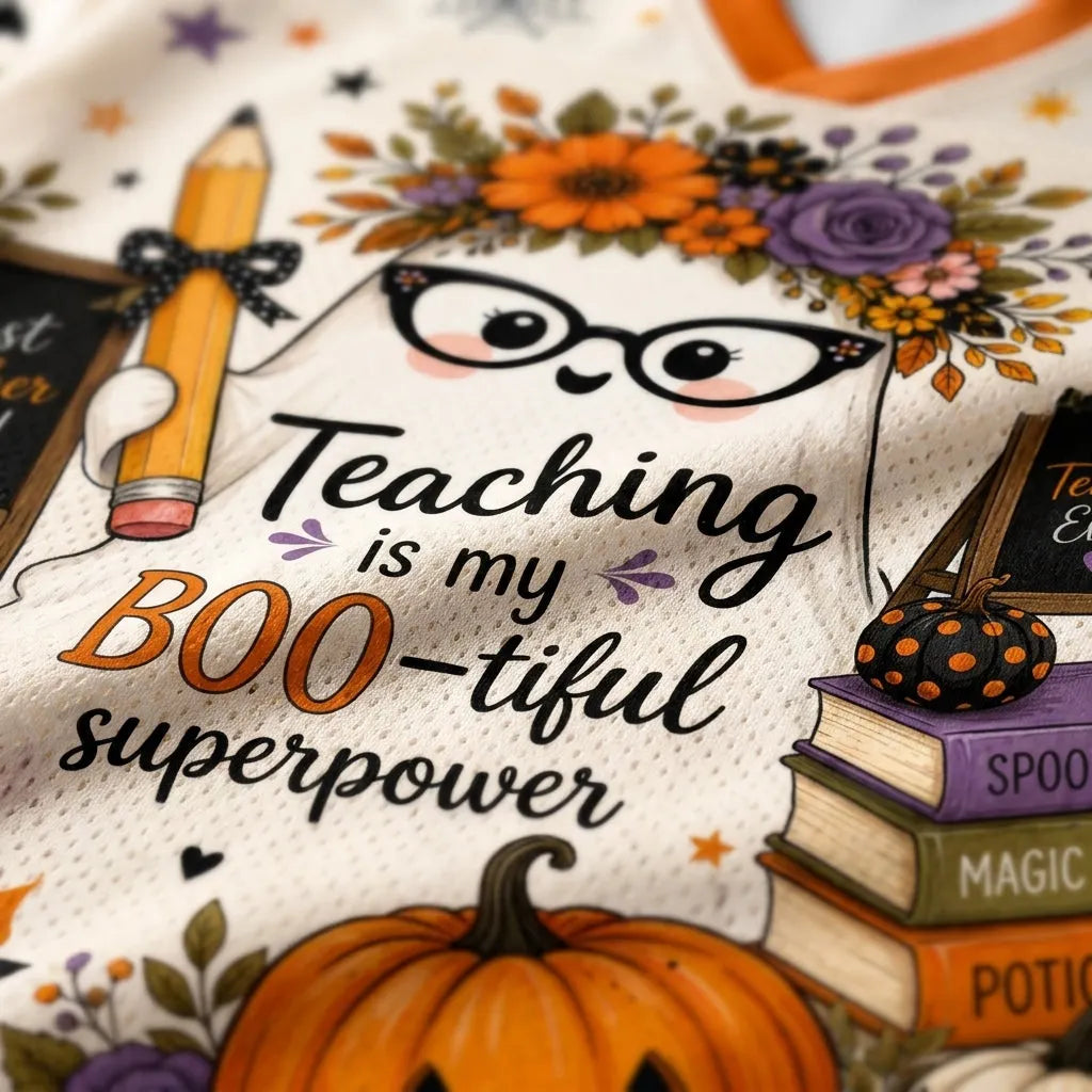 Chaotic Club Custom Bootiful Teacher Era Ghost Halloween Mesh Jersey
