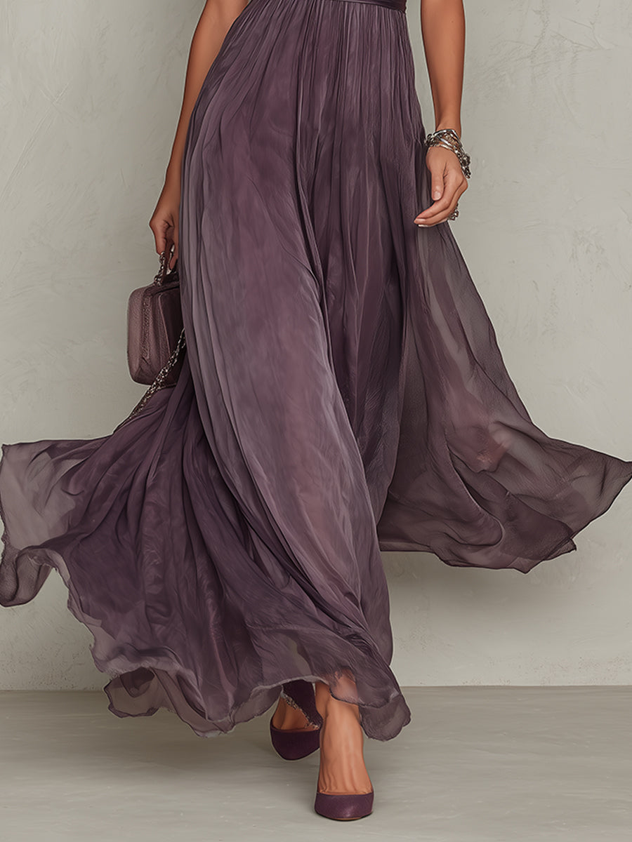 Retro Maxi Dress in chiffon, Affordable Luxury