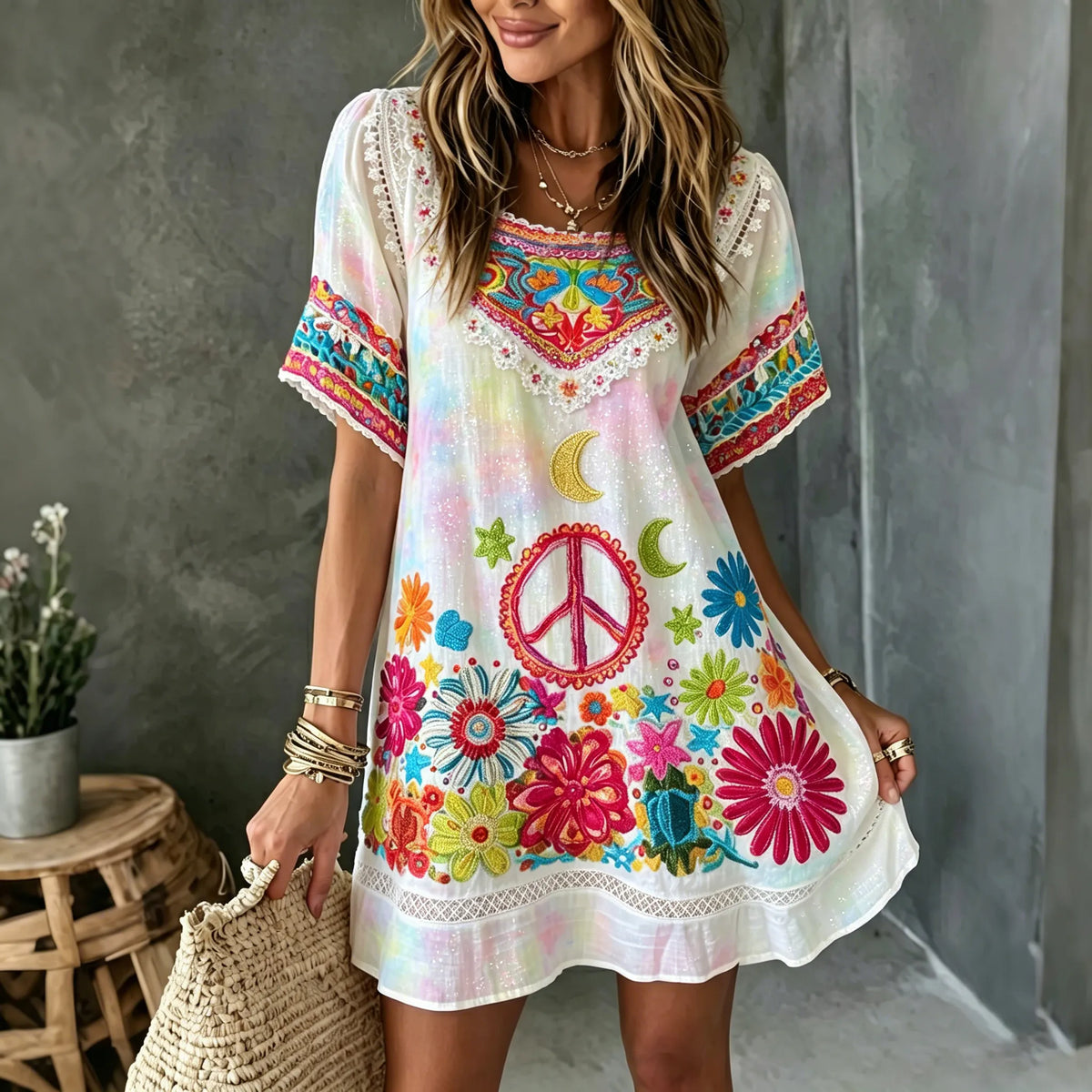 Vintage Mini Dress in linen, Designer Aesthetic