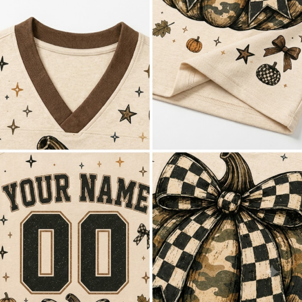 Chaotic Club Custom Camo Pumpkin Bow Long Sleeve Jersey