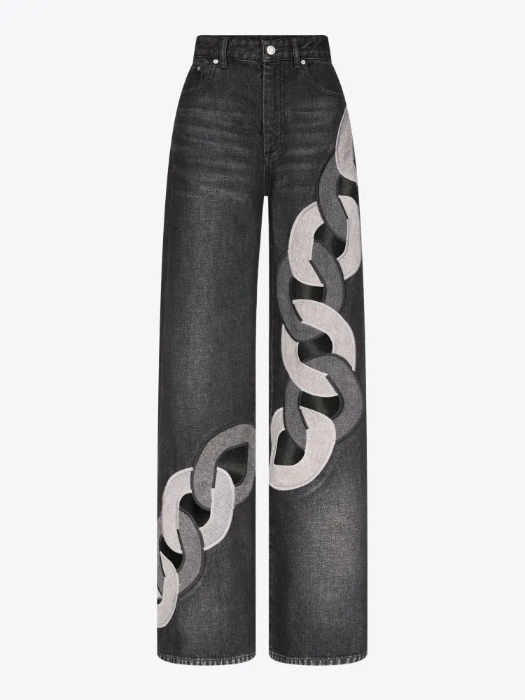 Lock Ring Type Irregular Jeans Set