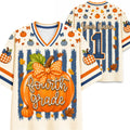 Chaotic Club Fall Back To School Striped Teacher Pumpkin Mesh Jersey