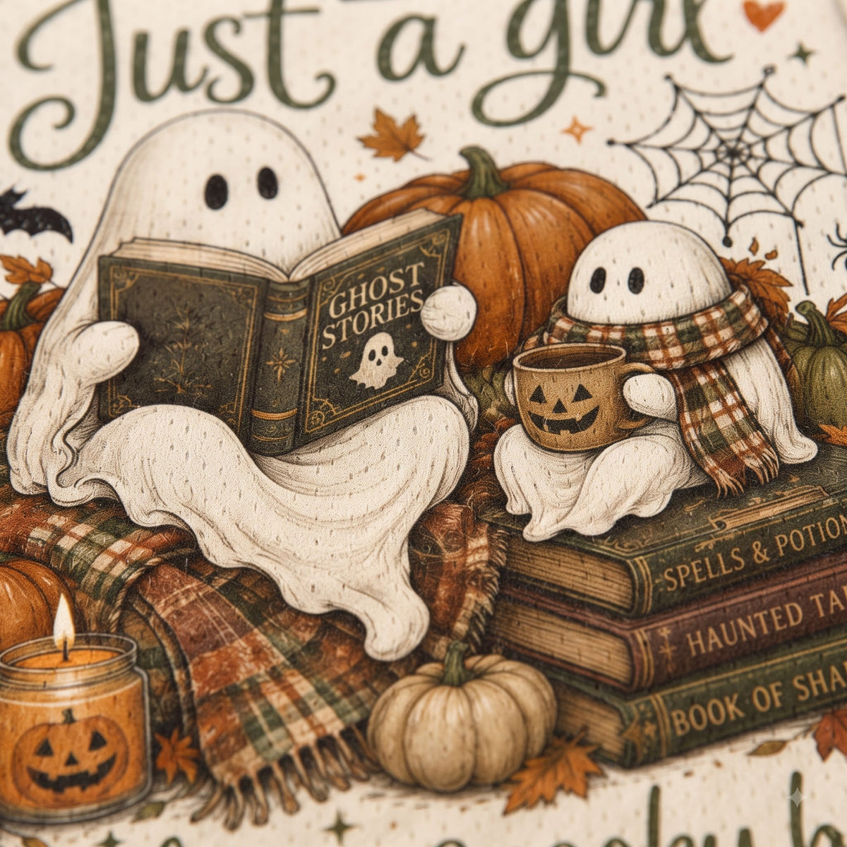 Chaotic Club Just A Girl Who Loves Spooky Books Beige Bookworm Long Sleeve Jersey