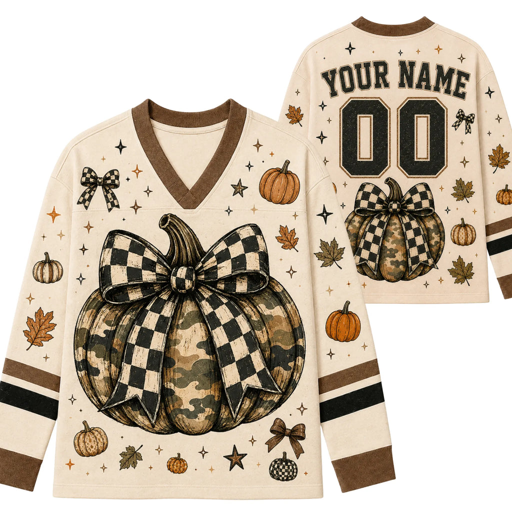 Chaotic Club Custom Camo Pumpkin Bow Long Sleeve Jersey