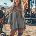 Music Festival Rock Party Carnival Vintage Wilderness Ethnic Bohemian Linen Dress