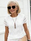 Textured Fabric Fashion Crew Neck Short Sleeve Crew Neck T-Shirt Top