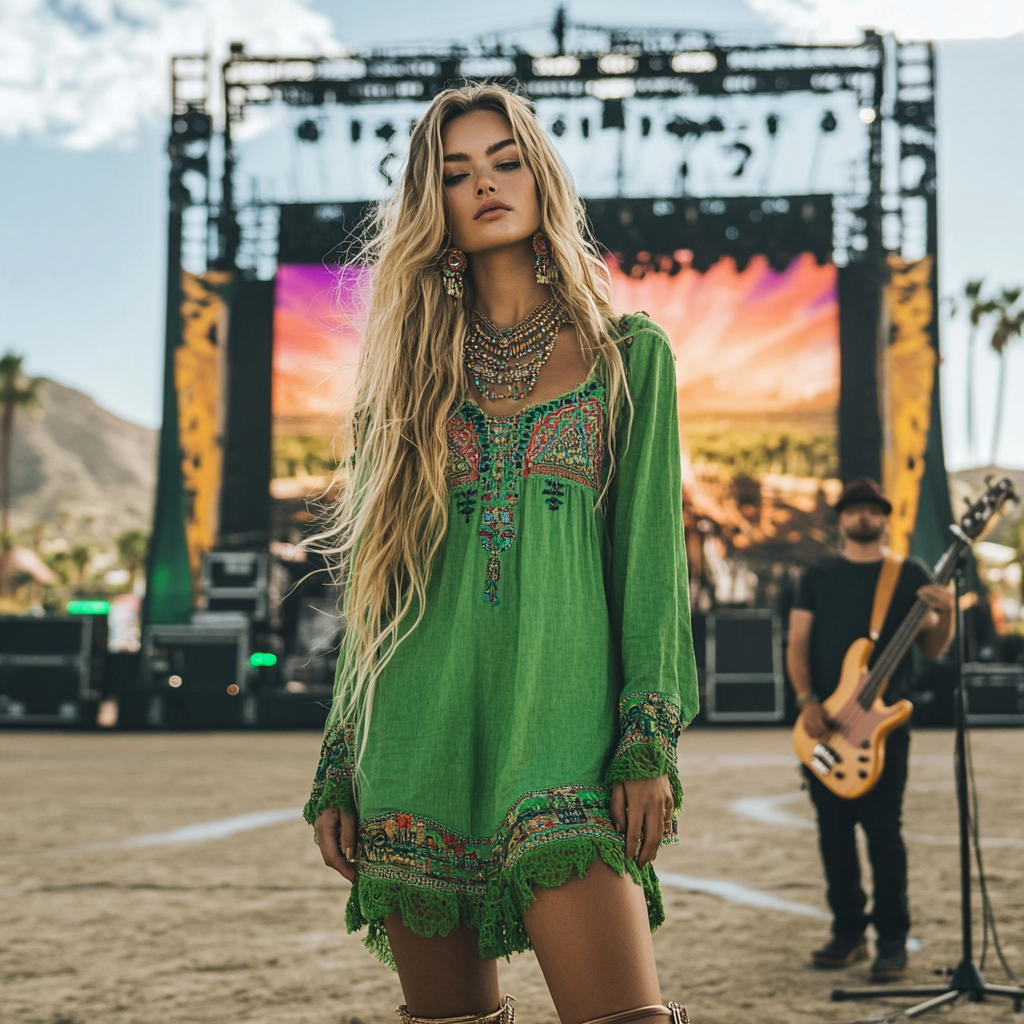 Music Festival Rock Party Carnival Vintage Wilderness Ethnic Bohemian Linen Dress