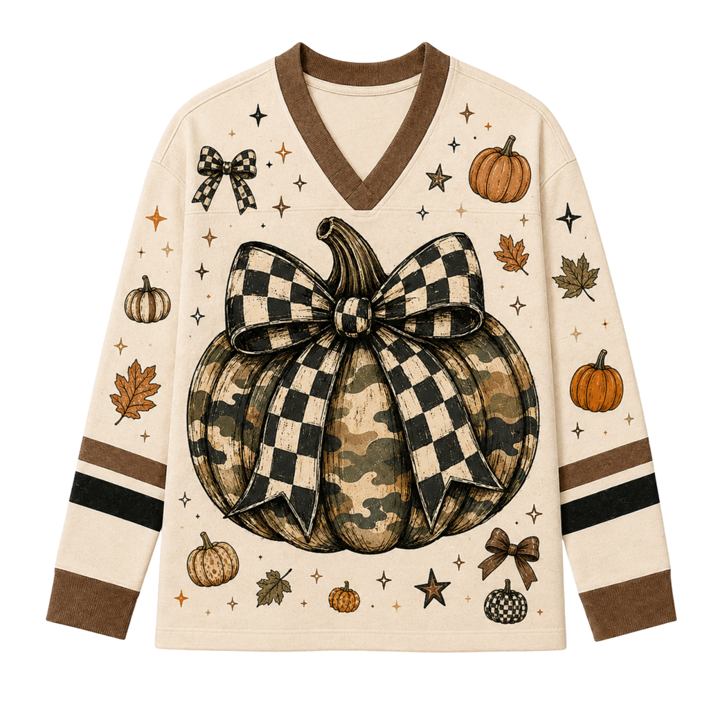 Chaotic Club Custom Camo Pumpkin Bow Long Sleeve Jersey