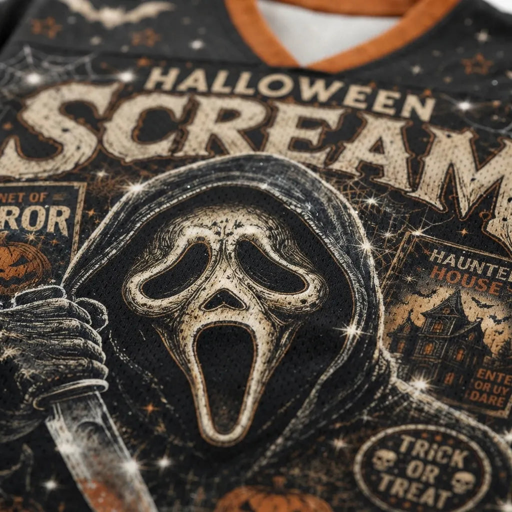 Chaotic Club Vintage Halloween Scream Ghostface Mesh Jersey