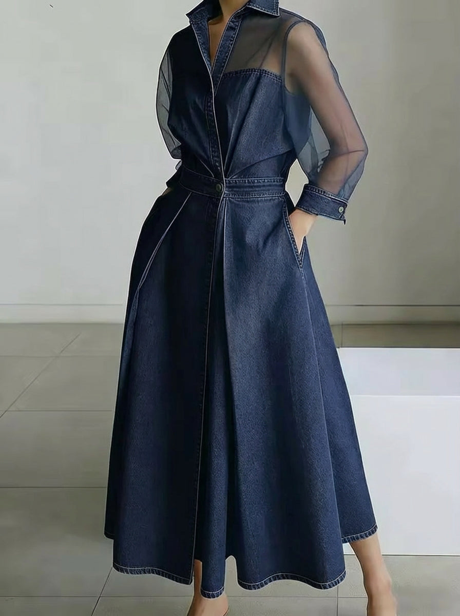 Chic Dress in denim, Designer Aesthetic