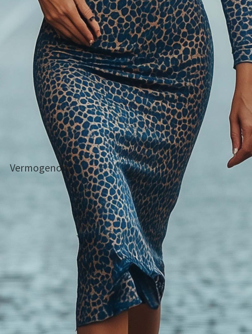 blue-leopard-print-lace-bodycon-midi-dress