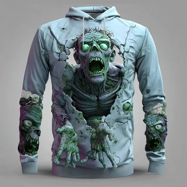 Men's Halloween Zombie Wall Breaking 3d Printed Hoodie