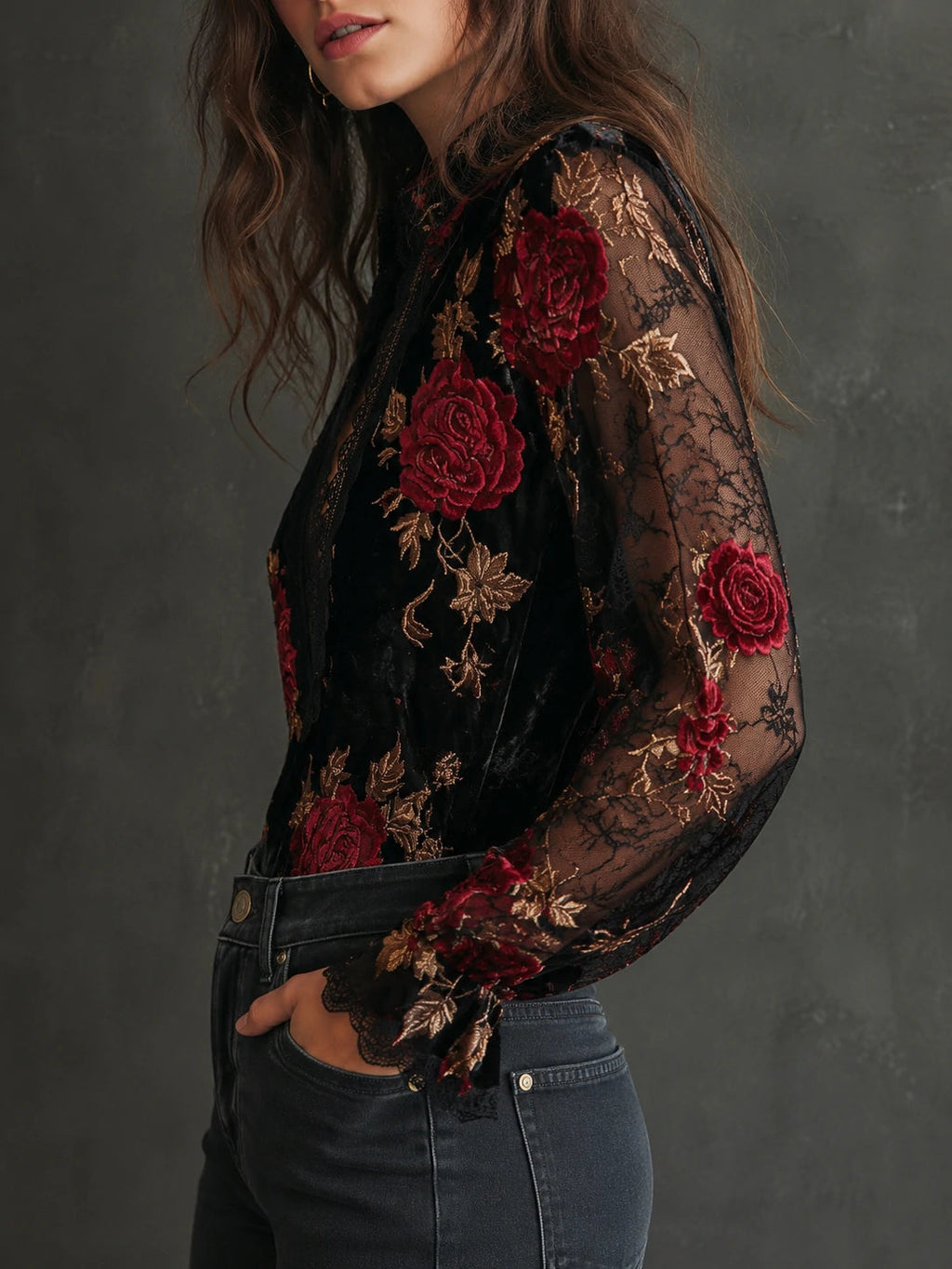Retro Blouse in velvet, Best Value