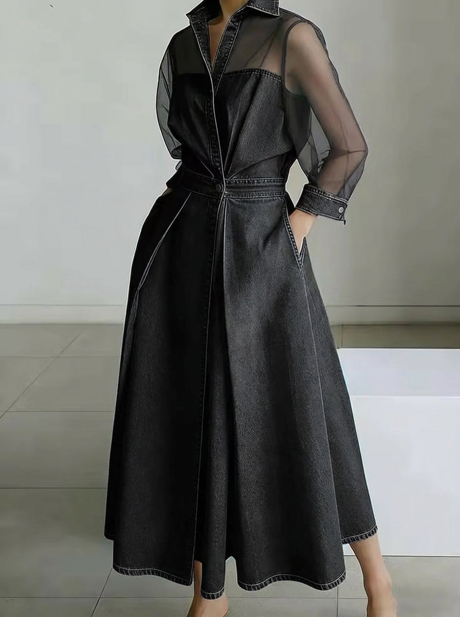 Chic Dress in denim, Designer Aesthetic