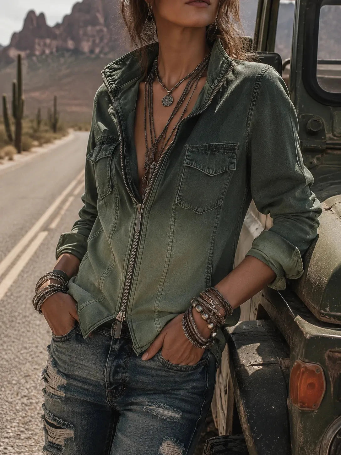 Chic Blouse in denim, Unbeatable Price