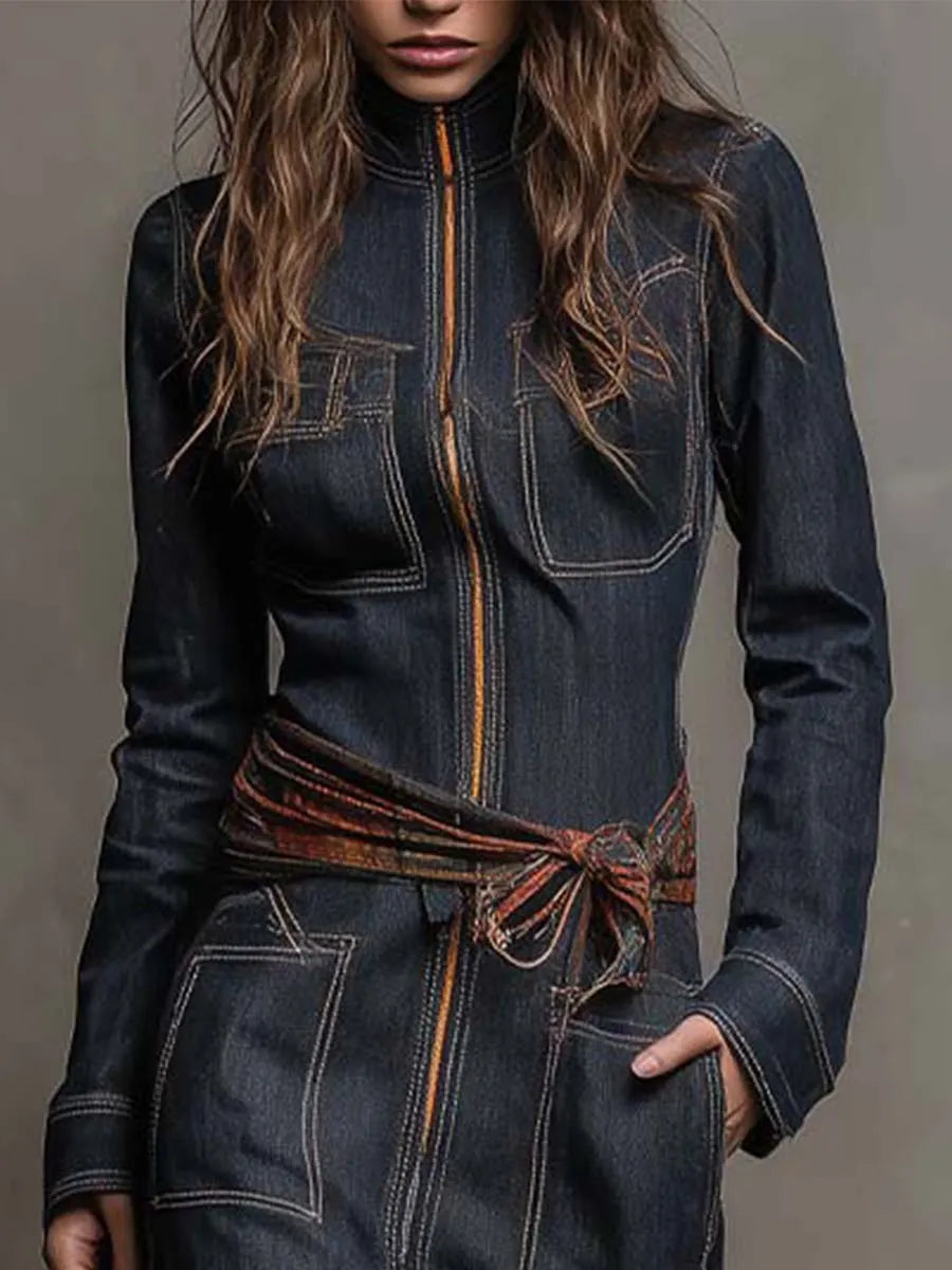 Chic Maxi Dress in denim, Affordable Luxury