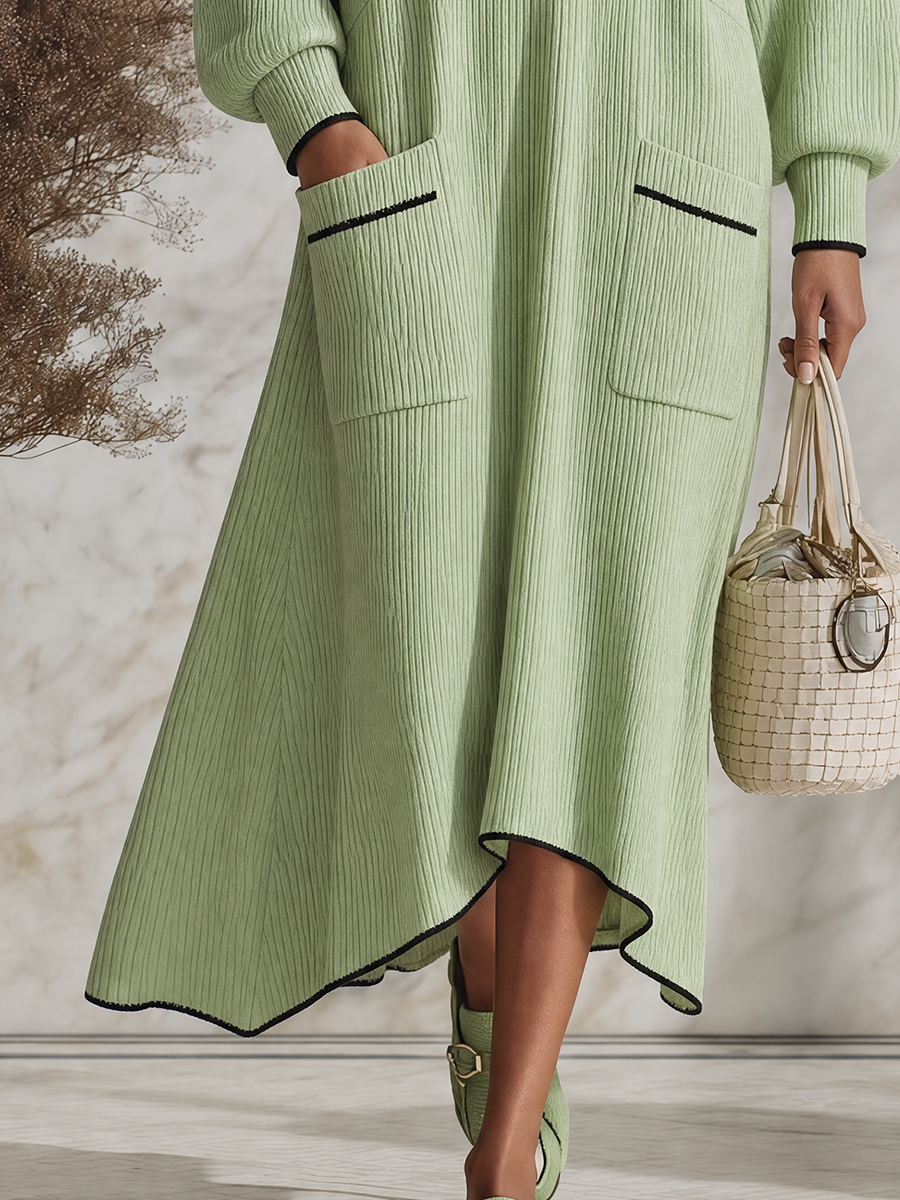 Resort-style V-neck Dropped Shoulders Midi Dress