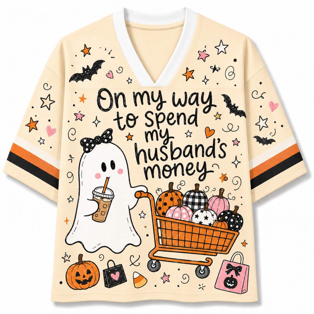 Chaotic Club Funny Ghost Spend Husband Money Mesh Jersey