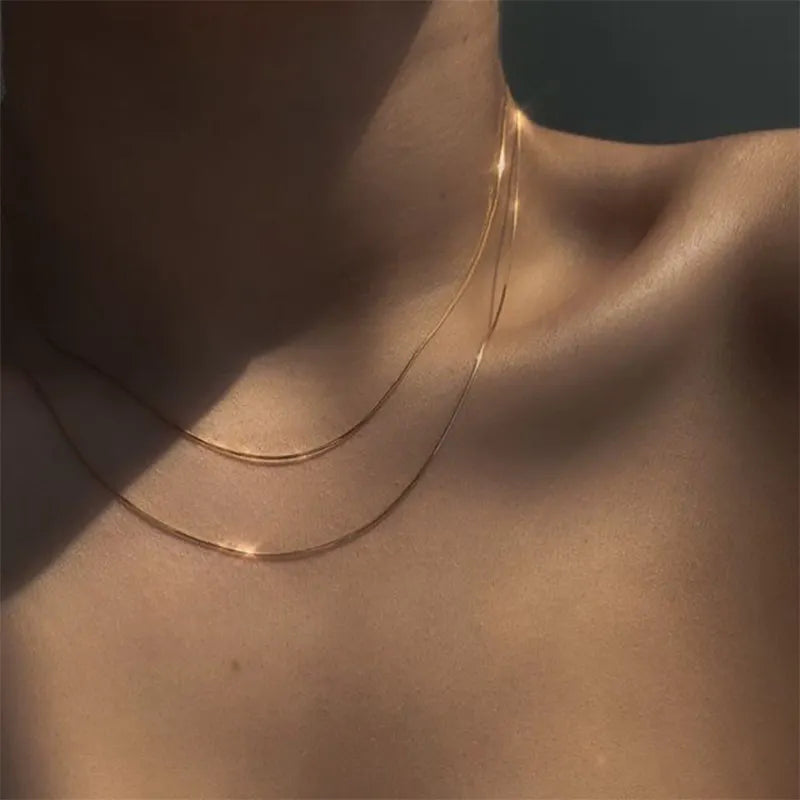 Simple Snake Bone Chain Choker Tassel Necklace As A Gift For Mother And Girlfriend
