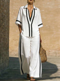 Cotton-Linen Two-Piece Set: Featuring a Stylish Raw-Edge Design