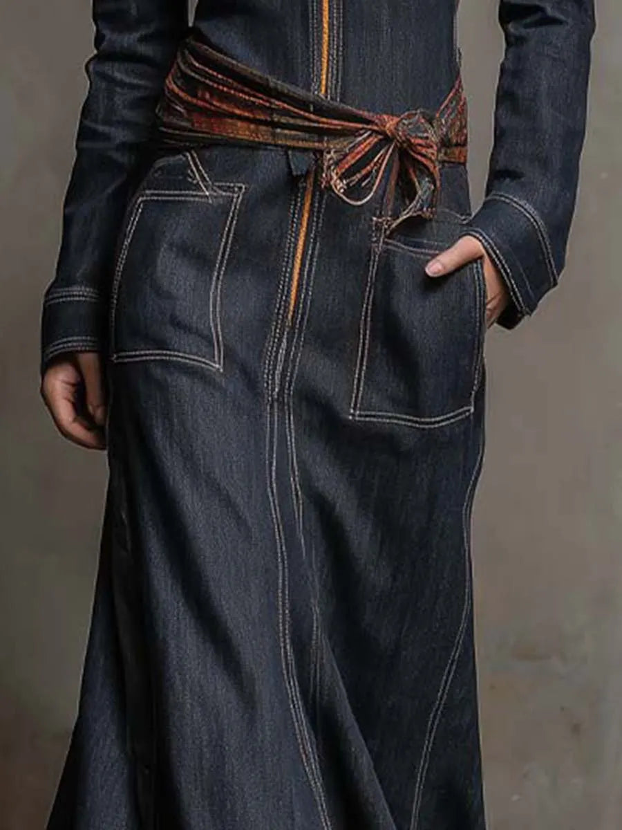 Chic Maxi Dress in denim, Affordable Luxury