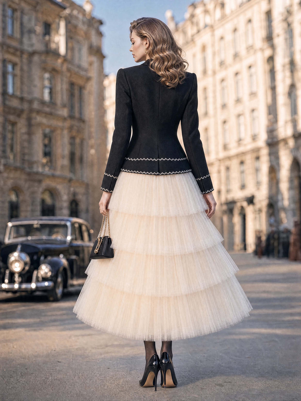 Vintage Tiered Tulle Maxi Skirt