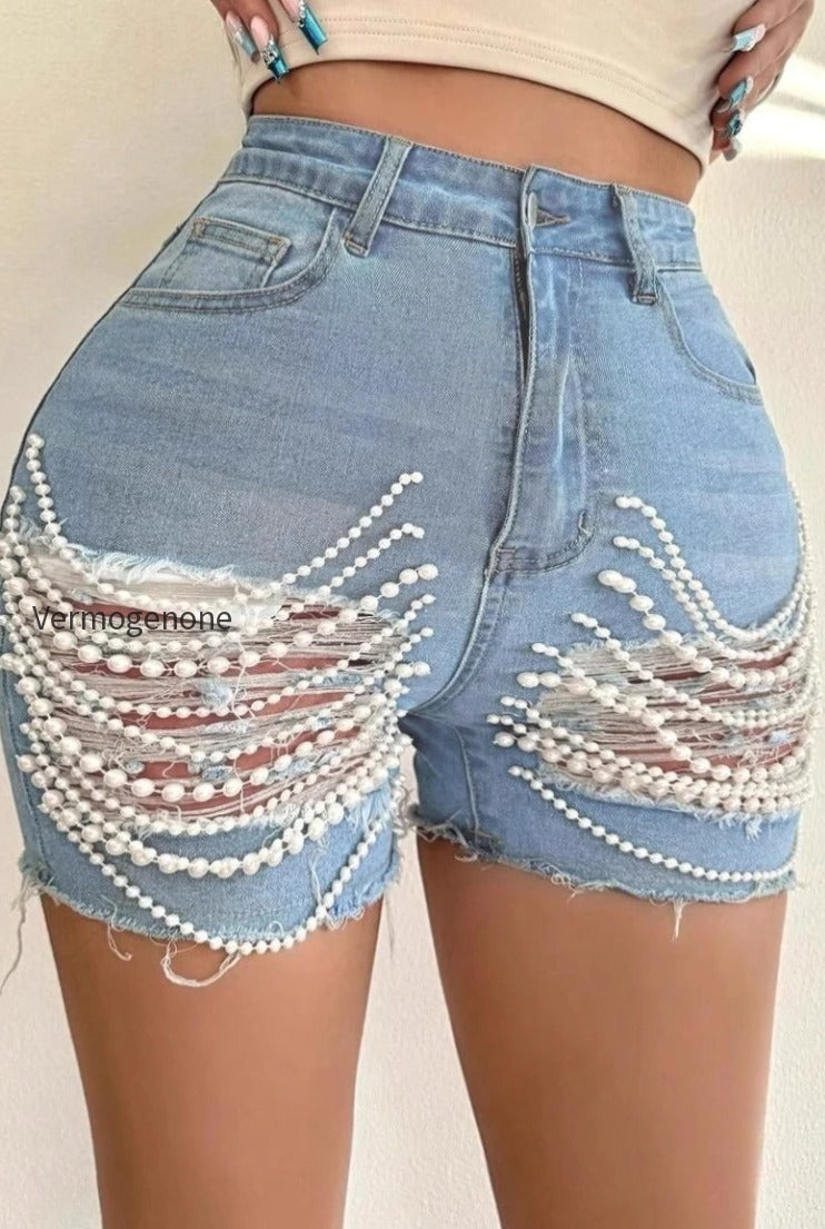 embellished-distressed-high-waist-shorts