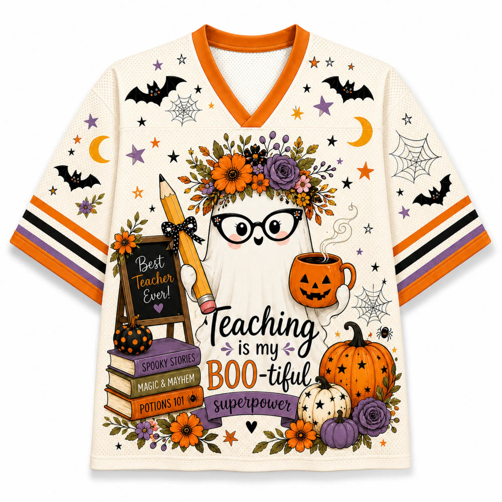 Chaotic Club Custom Bootiful Teacher Era Ghost Halloween Mesh Jersey