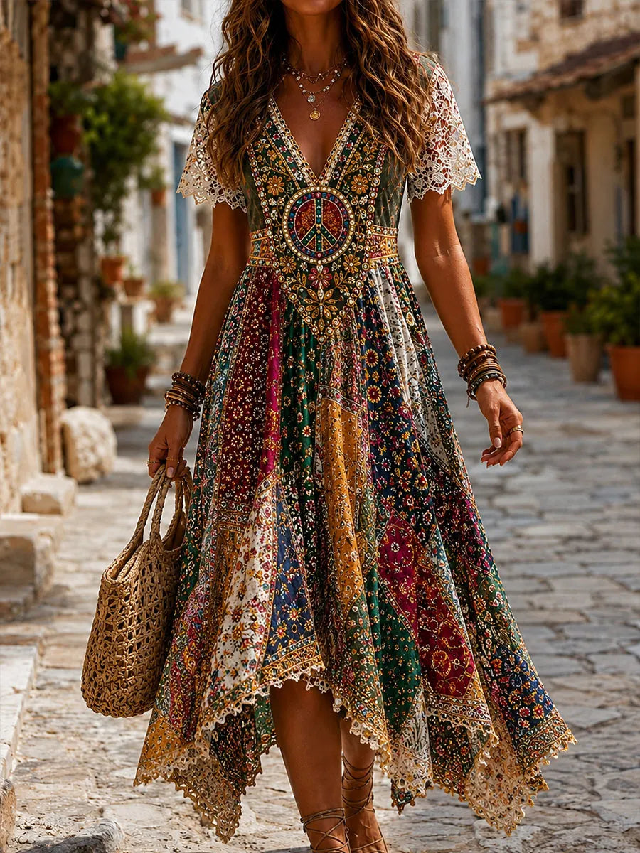 Bohemian Dress in lace, Designer Aesthetic