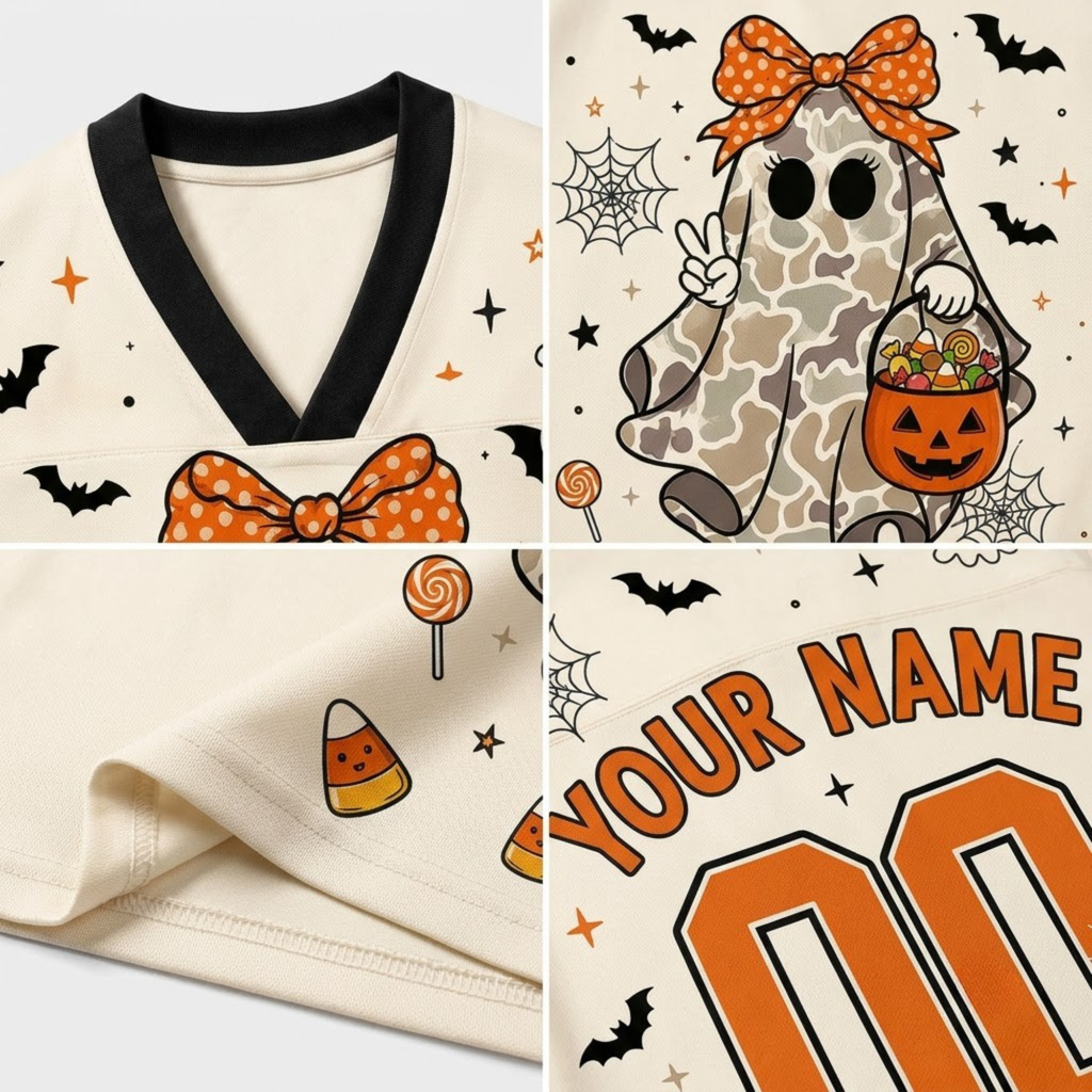 Chaotic Club Camo Bow Ghost Trick or Treat Halloween Mesh Jersey