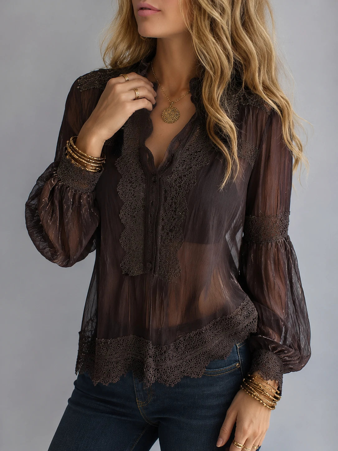 Bohemian Blouse in lace, Smart Price
