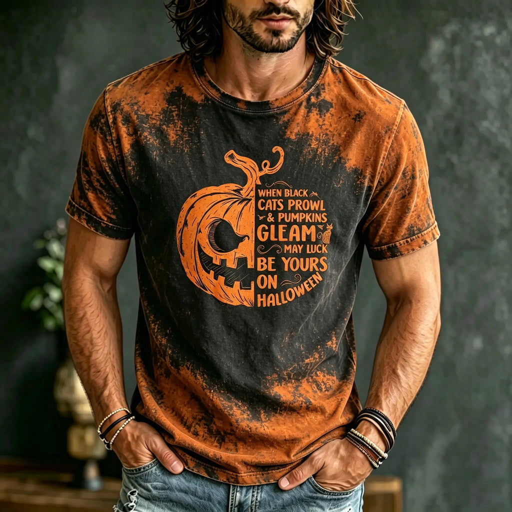 Men's Retro Halloween Pumpkin Print T-shirt