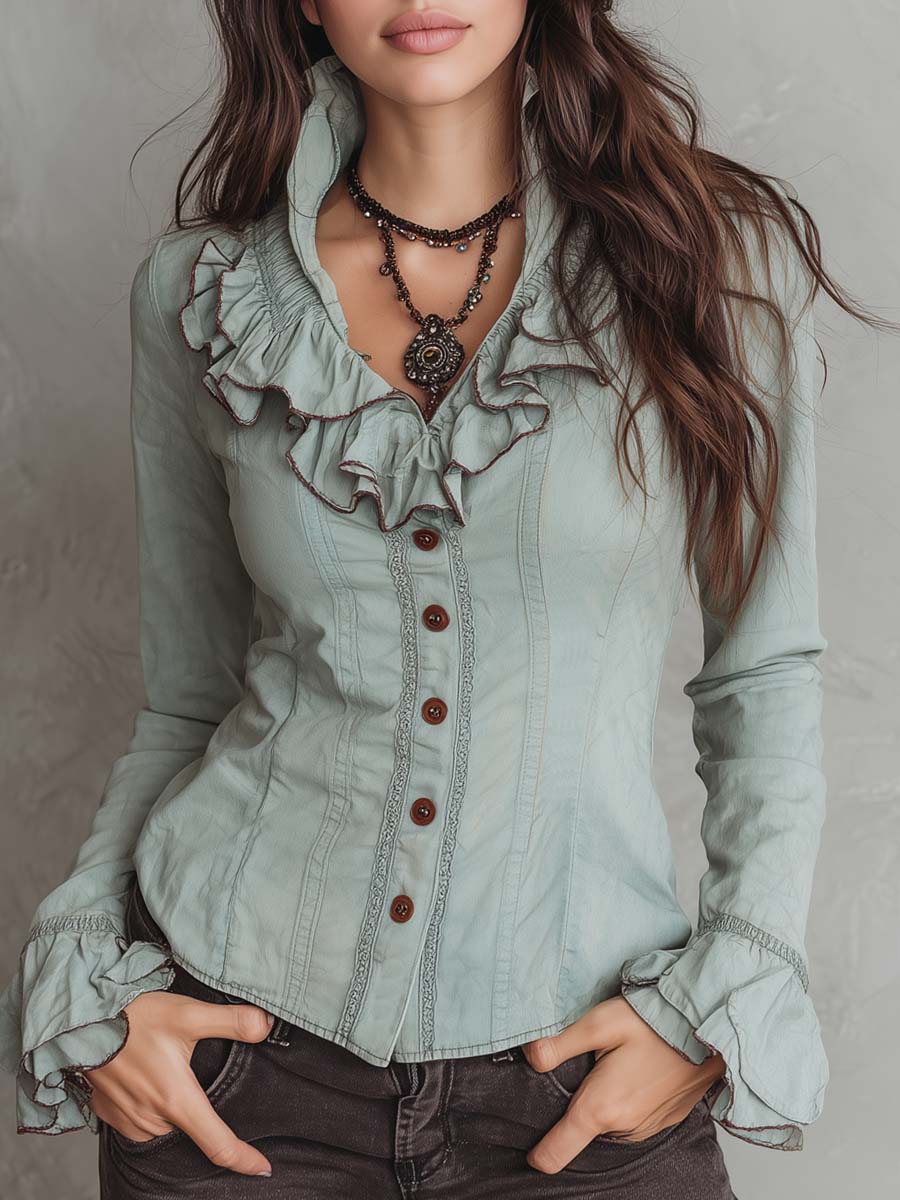 Retro Blouse in soft, Designer Aesthetic