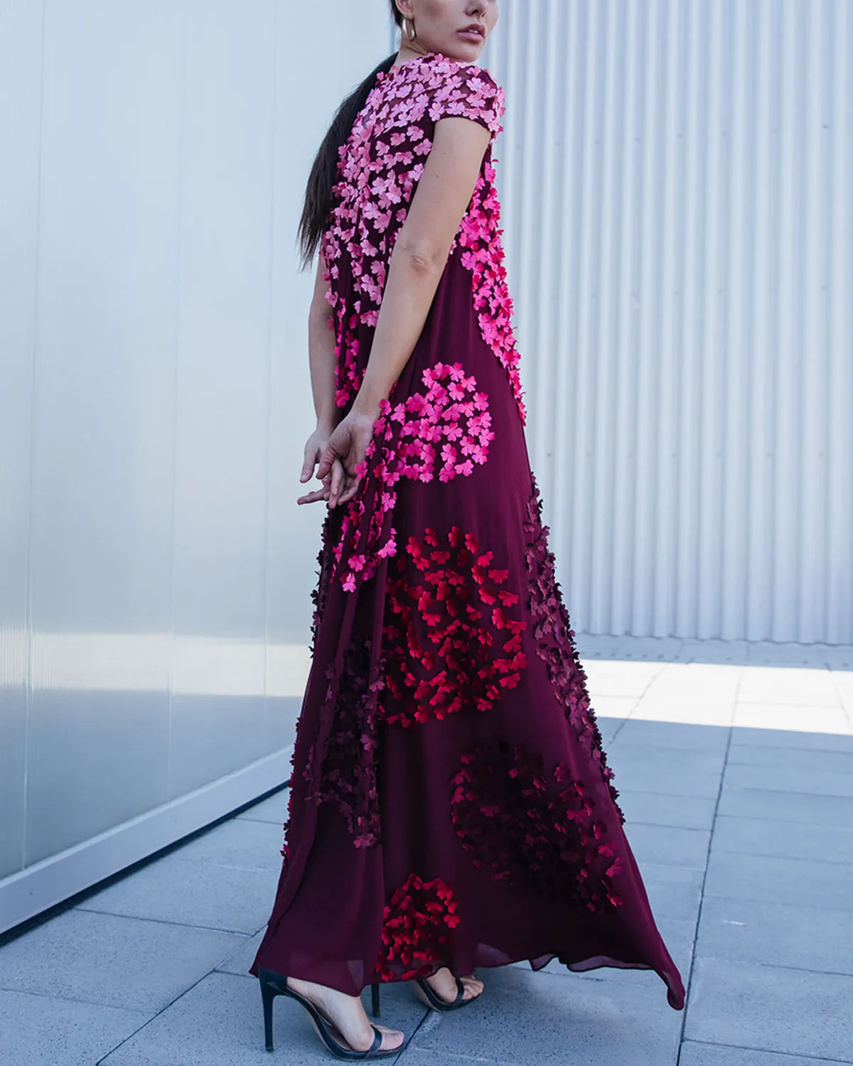 Perfect Day to Evening part wear dress with unique 3D floral placement embroidery