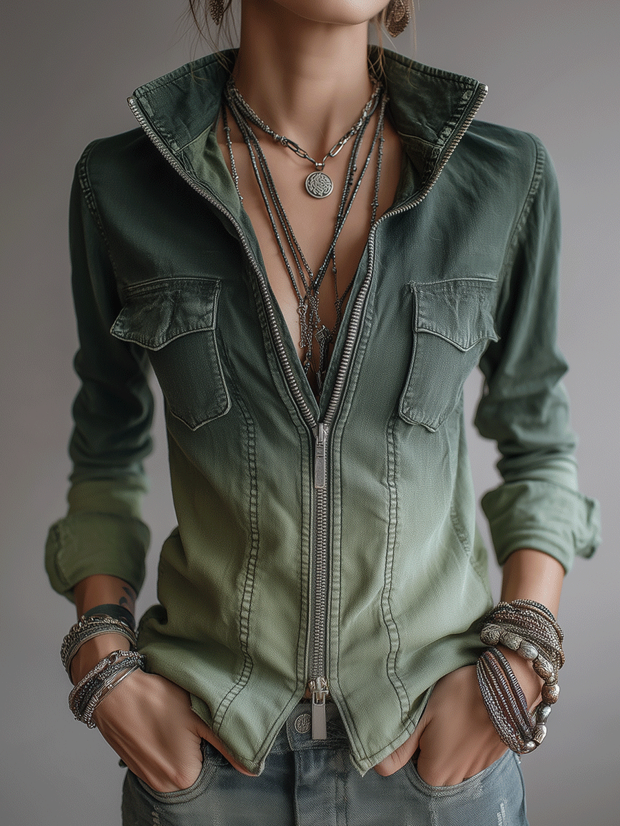 Chic Blouse in denim, Unbeatable Price