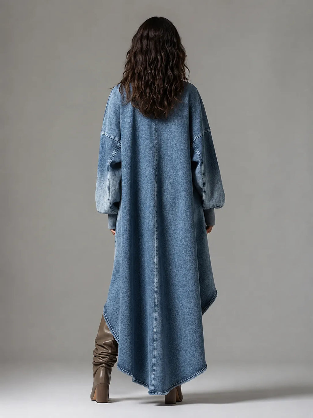 Oversized Denim High‐Low Dress