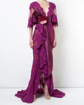 Lace mesh maxi dress V-neck