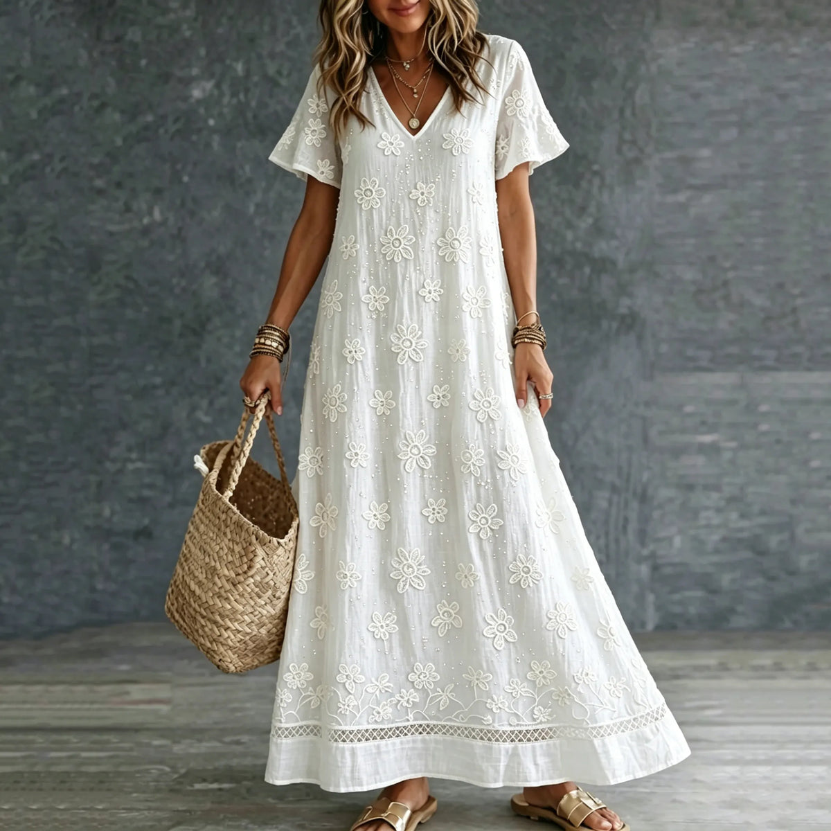 Chic Maxi Dress in linen, Affordable Luxury