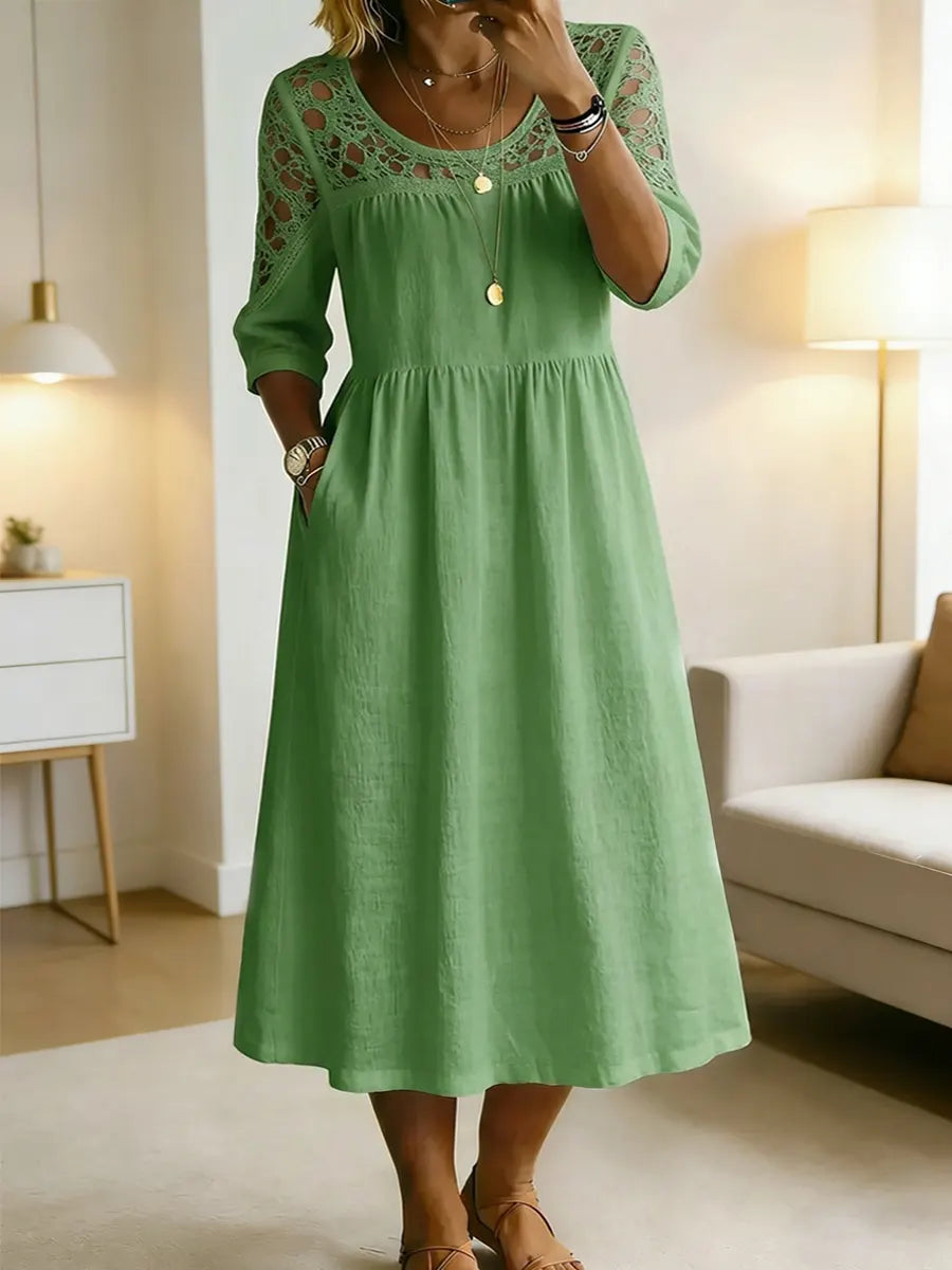Retro Maxi Dress in cotton, Premium Look