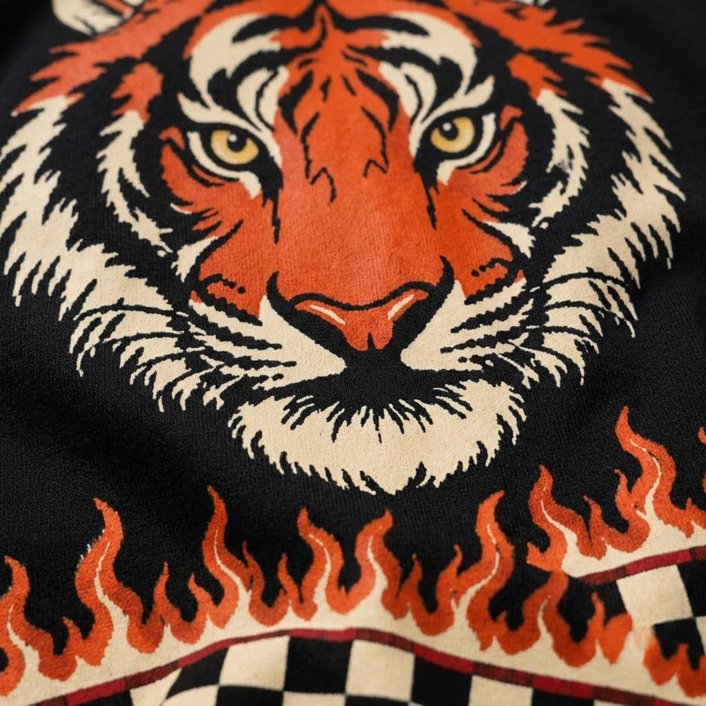 Chaotic Club Tiger Heat Vintage Halloween Flame Cardigan