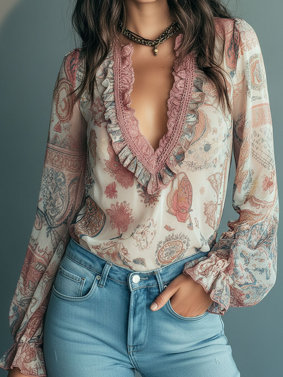 Bohemian Blouse in chiffon, Best Value