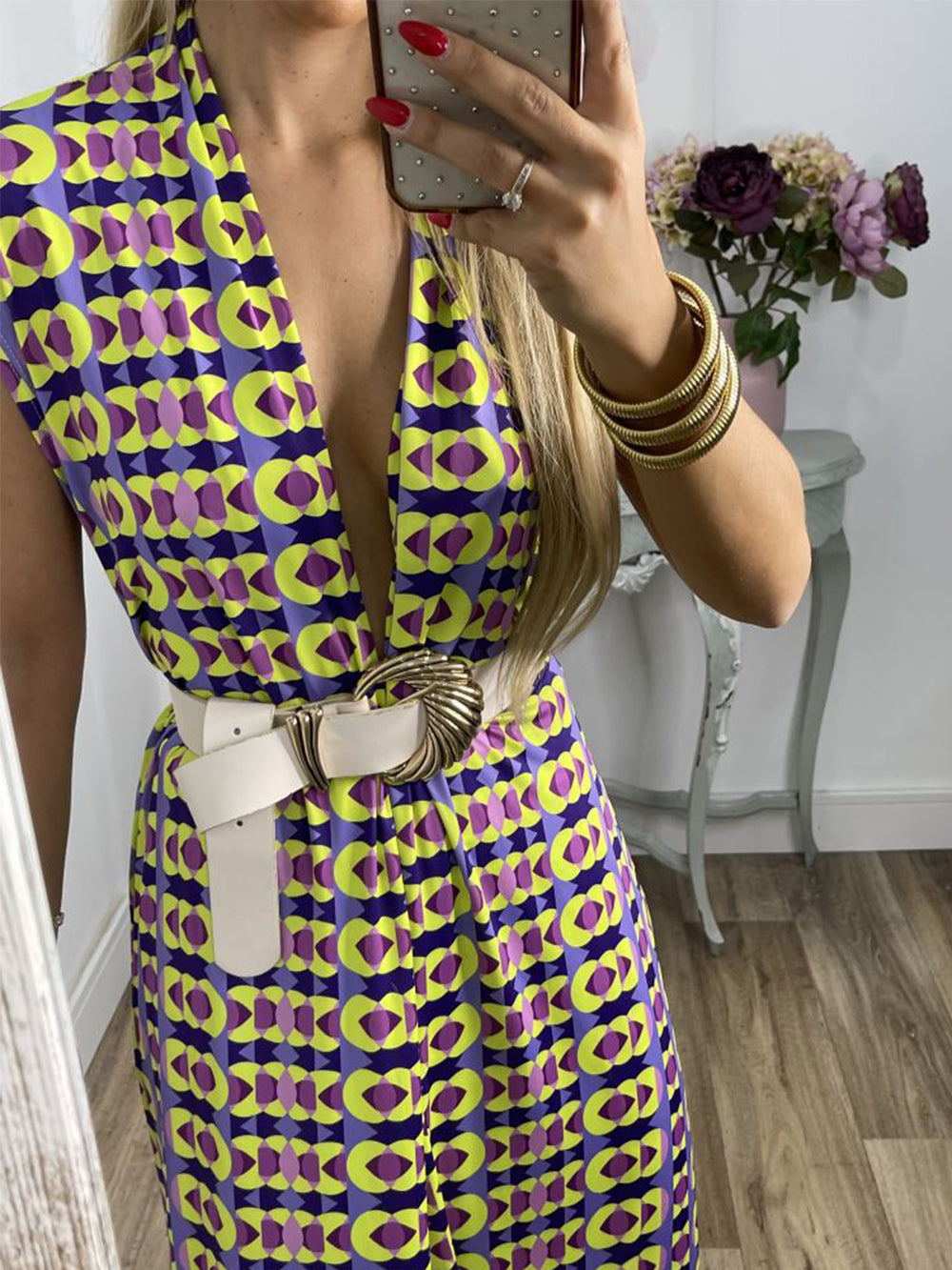 Vintage Check Flared Pants Suit