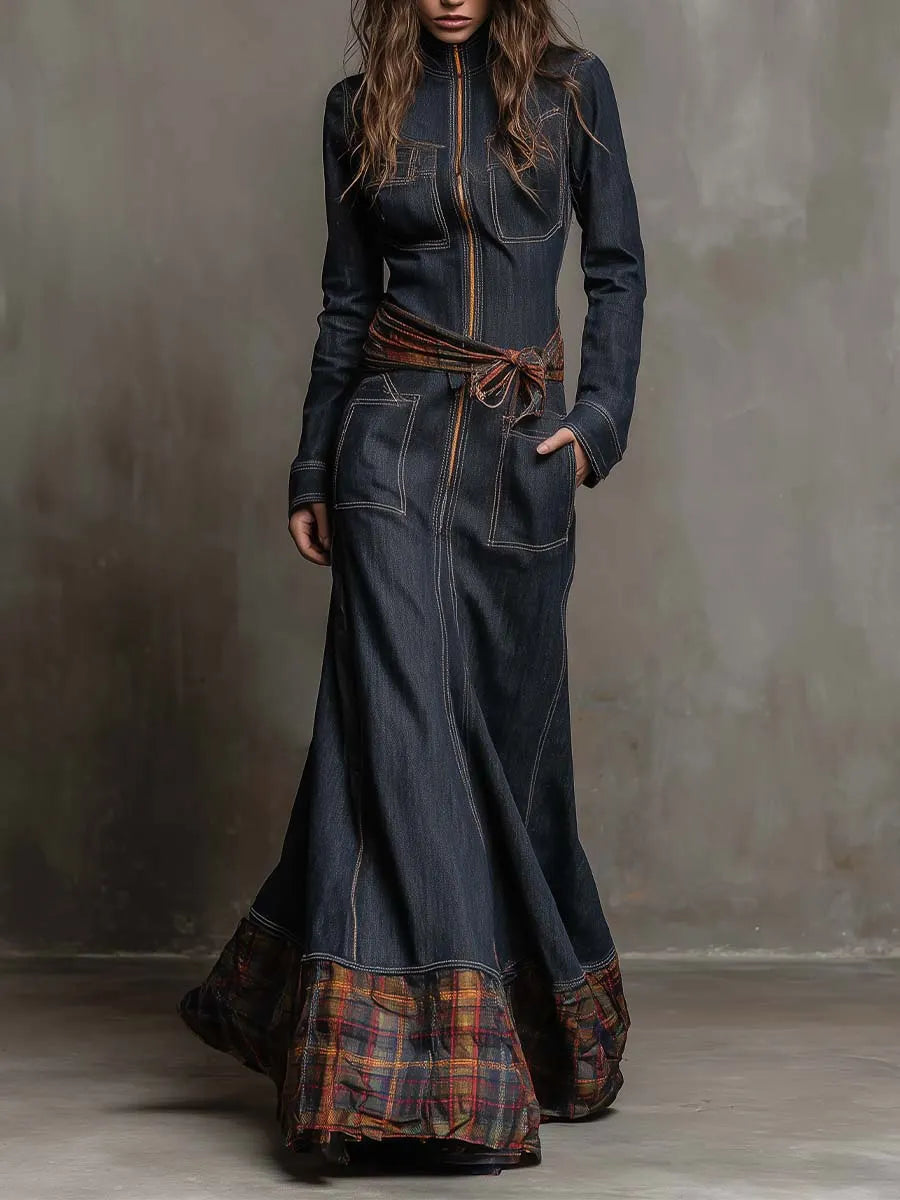 Chic Maxi Dress in denim, Affordable Luxury