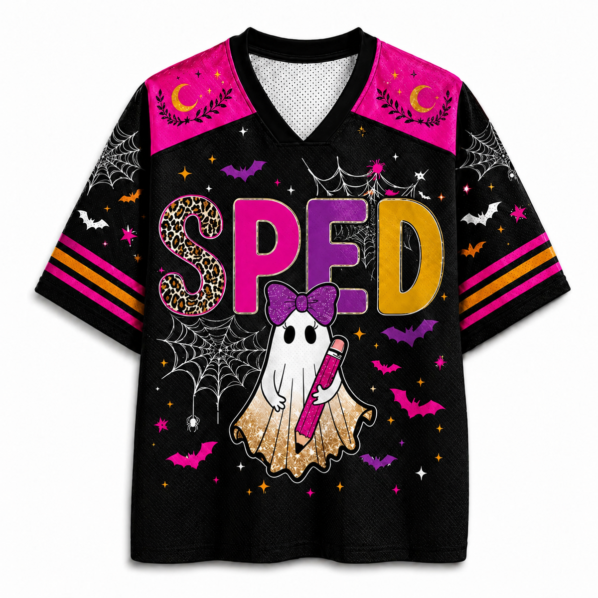 Chaotic Club Preppy School Staff: Teacher, Para Hallowwen Boo Mesh Jersey